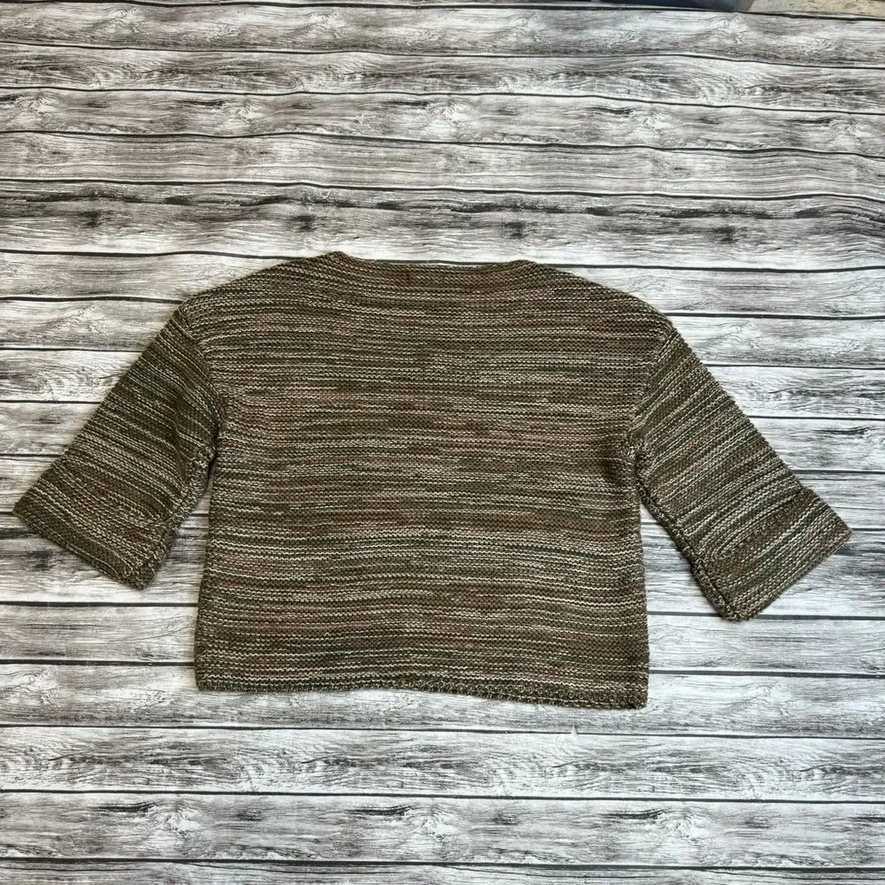 GAP Women's Short Sleeve Cropped Sweater XS Olive Earth Tone Boatneck Knit